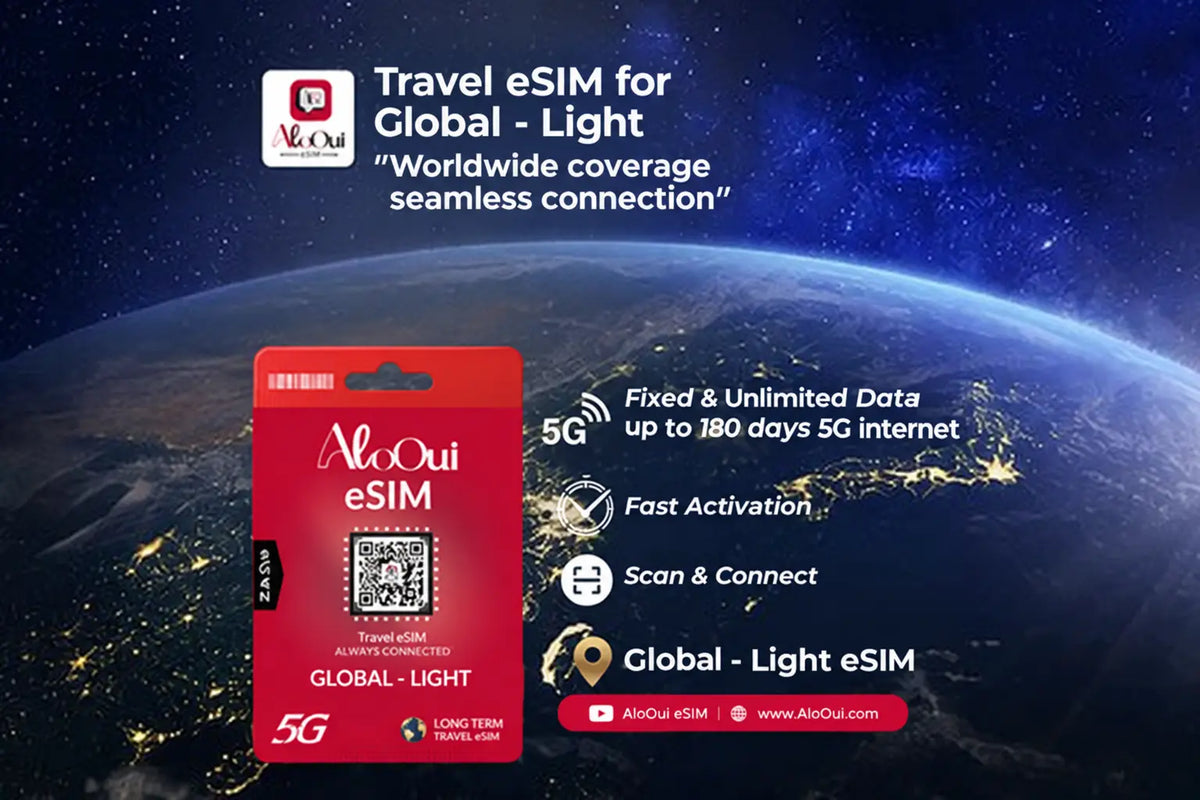 Global - Light eSIM Long Trip Plan with global coverage