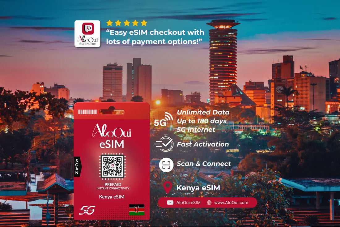 AloOui Kenya eSIM unlimited data plan for travel — Nairobi, Mombasa, Maasai Mara safari connectivity — Lite, Essential and Plus plans - AloOui eSIM