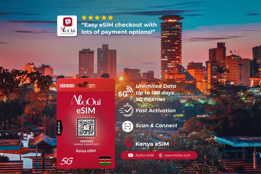 AloOui Kenya eSIM unlimited data plan for travel — Nairobi, Mombasa, Maasai Mara safari connectivity — Lite, Essential and Plus plans - AloOui eSIM
