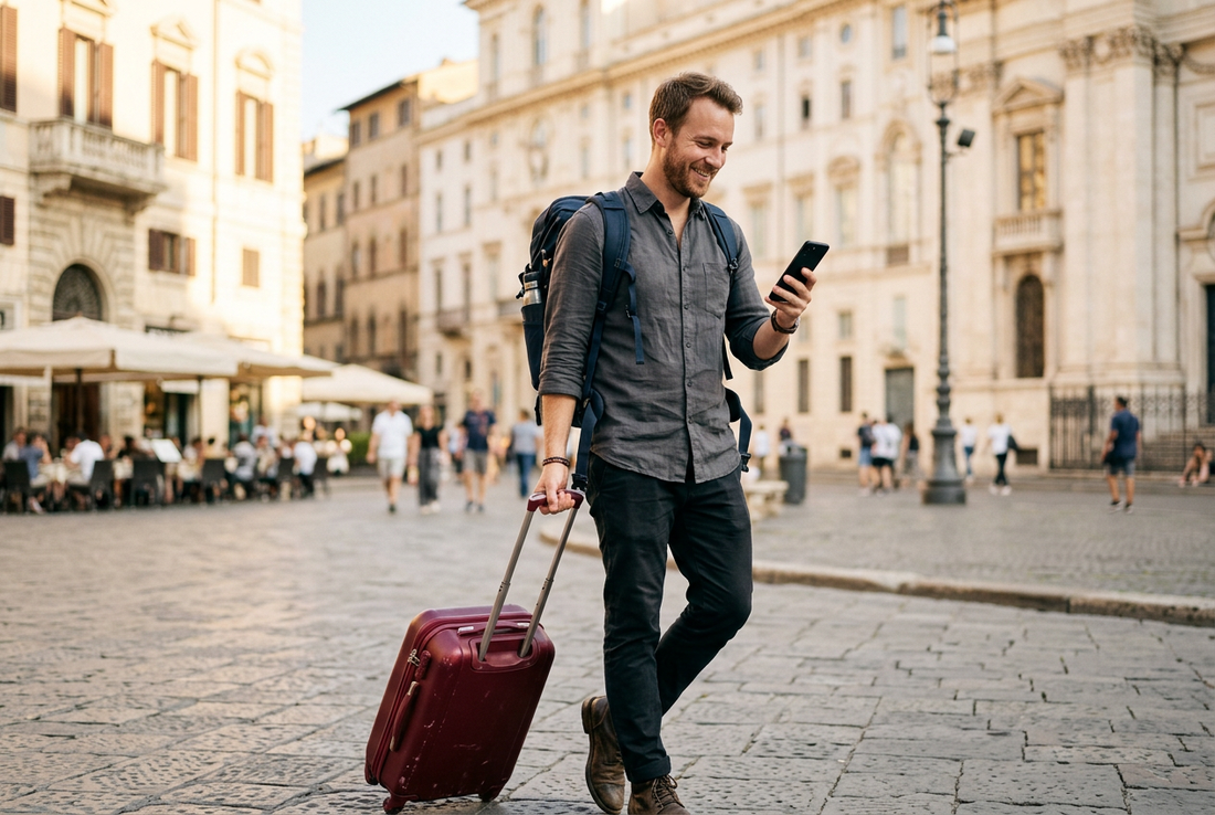 AI-generated editorial travel image for the Pixel travel eSIM guide, not an exact Google Pixel product depiction. - AloOui eSIM