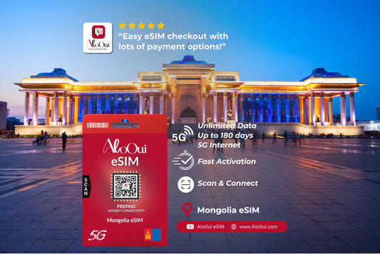 Mongolia AloOui eSIM with a building in the background 