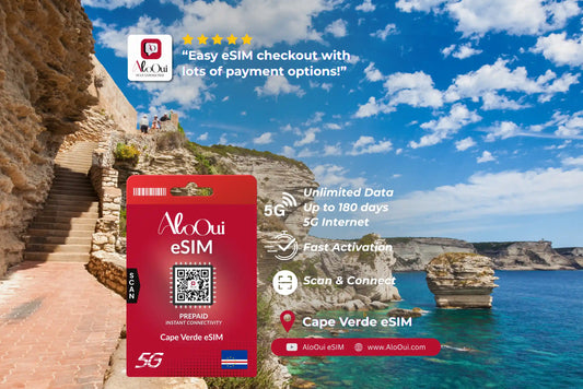 Cape Verde AloOui eSIM with scenic background of Cape Verde 
