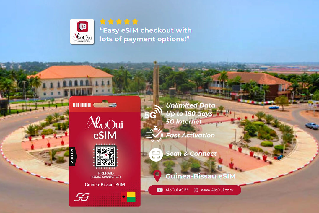 Guine Bissau AloOui eSIM with a scenic roundabout in the background