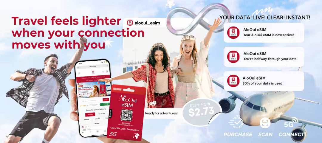 Travel feels lighter when your connection moves with you - AloOui eSIM 