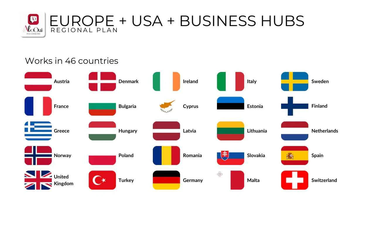 Europe + USA + Business Hubs