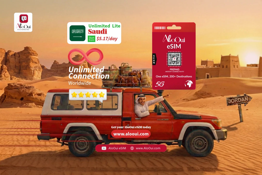 Get reliable eSIM for international travel in Saudi Arabia with AloOui ...